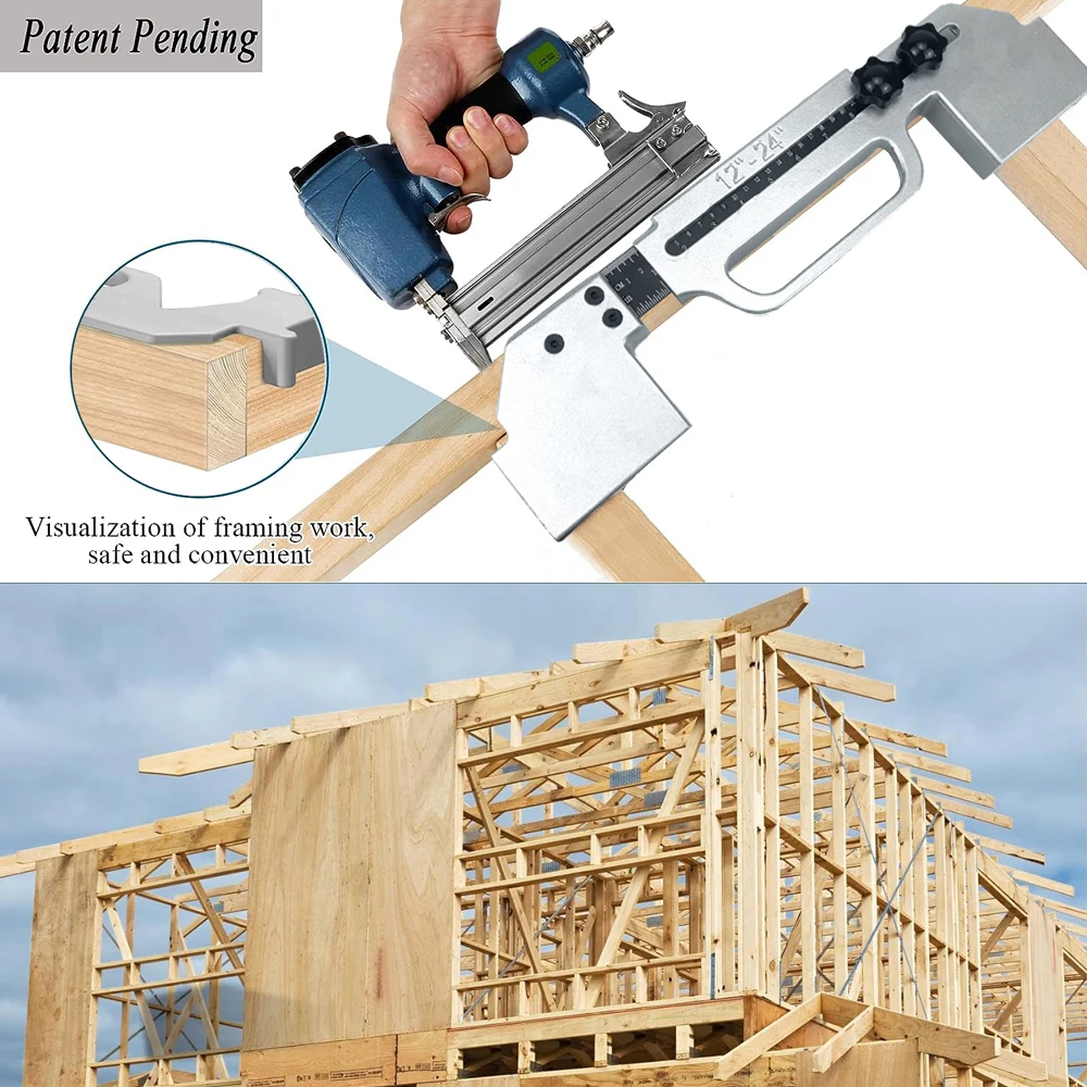 Center Stud Layout 12-24 Inch Wall Accurate Measurement Framing Spacing Positioning Jig Cast Aluminum Wall Stud Framing Tool