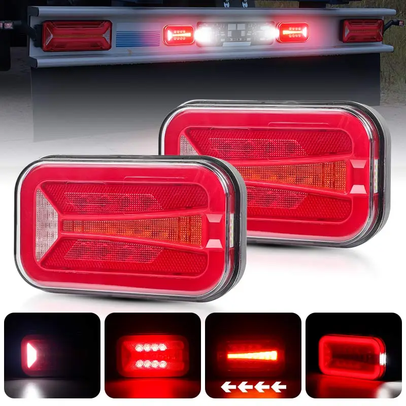 

6,5-дюймовый светодиодный задний фонарь для грузовика, стоп-сигнал, освещение номерного знака, динамический указатель поворота для прицепа, фургона, автобуса, 4x4, пикап 12-24 В