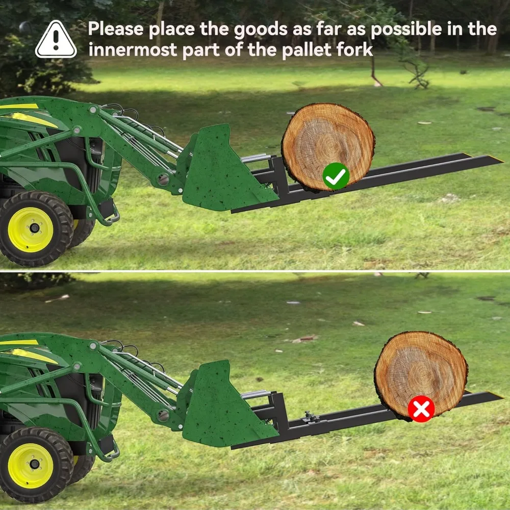 Abrazadera en horquillas para palés, horquilla de cubo de fijación rápida de alta resistencia de 2000 libras con barra estabilizadora ajustable para patín de cargadora de tractor