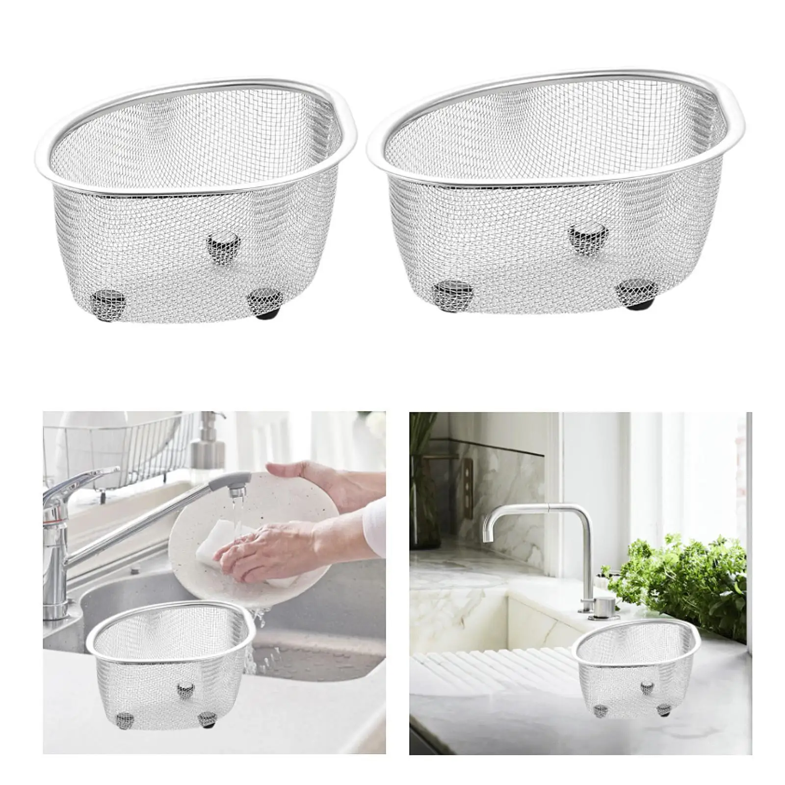 Sink Mesh Colander Multifunctional Easy to Clean Kitchen Counter Organizer