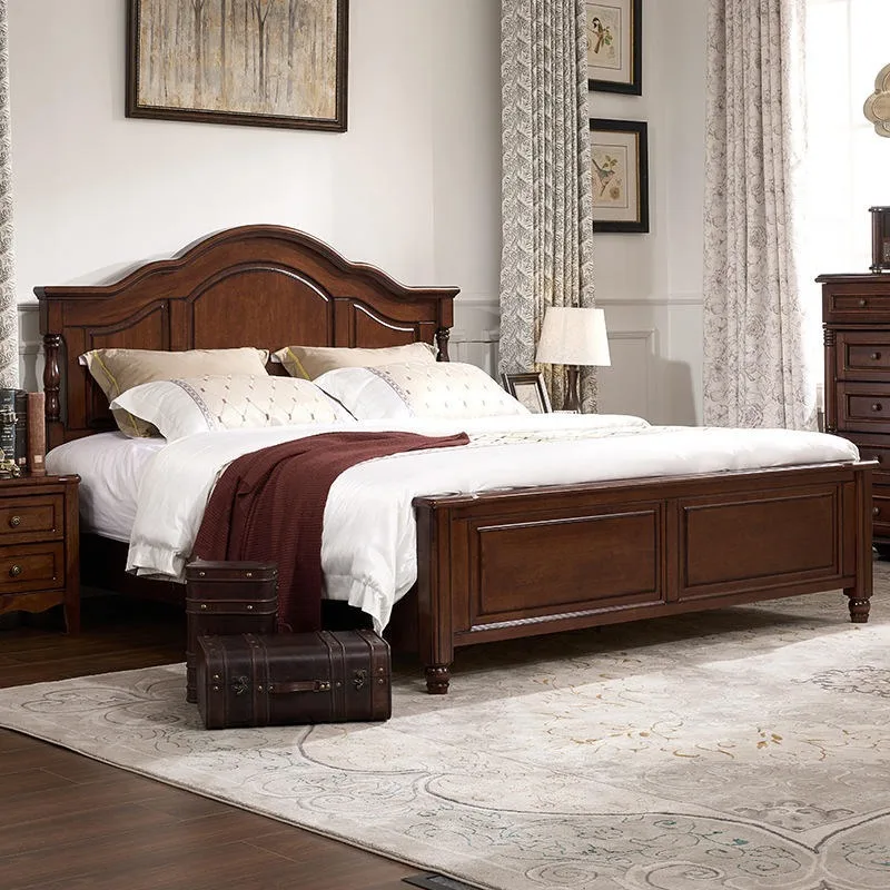 Luxury Modern Minimalist Bedroom Furniture High Quality Solid Mahogany Wood Bunk Bed Storage 1.8 Meter 1.5 Meter Home Use