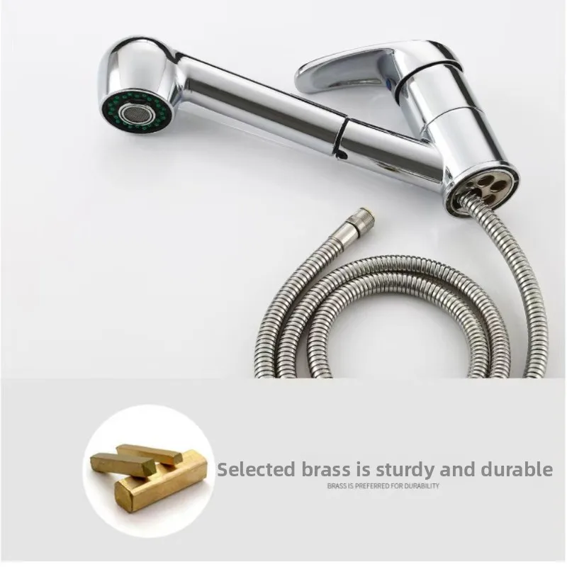 

Kitchen Faucet Zinc Alloy Pull-Out Swivel Cold/Hot Adjustable Sink Faucet for Vegetable Washing Basin