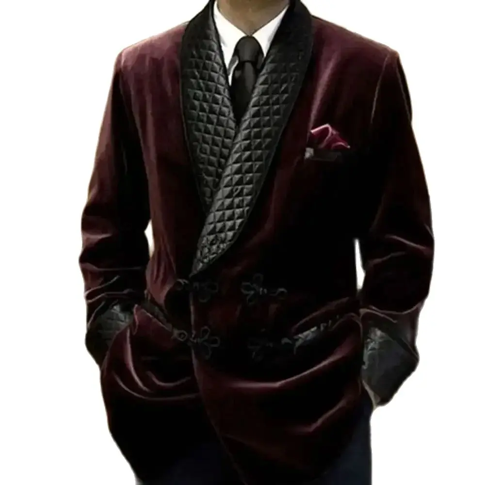 Elegant Shawl Lapel Velvet Men Blazer Loose Double Breasted Formal Party Wedding Tuxedo Fashion Banquet Dinner Male Jacket