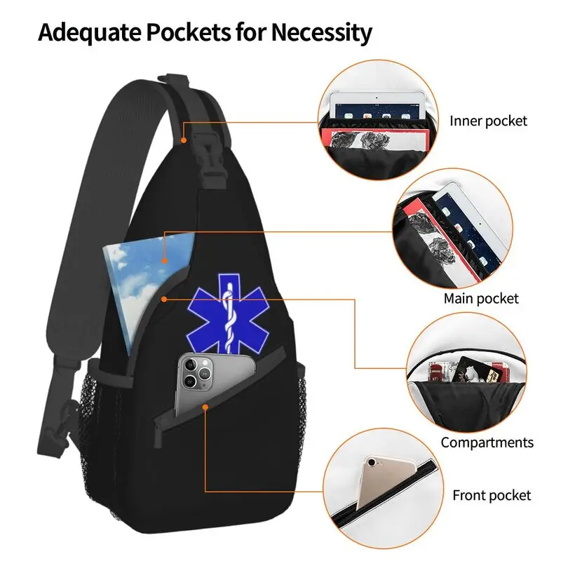 Mochila cruzada personalizada Emt Star Of Life para hombre, paramédica médica bandolera, bolso de pecho para senderismo