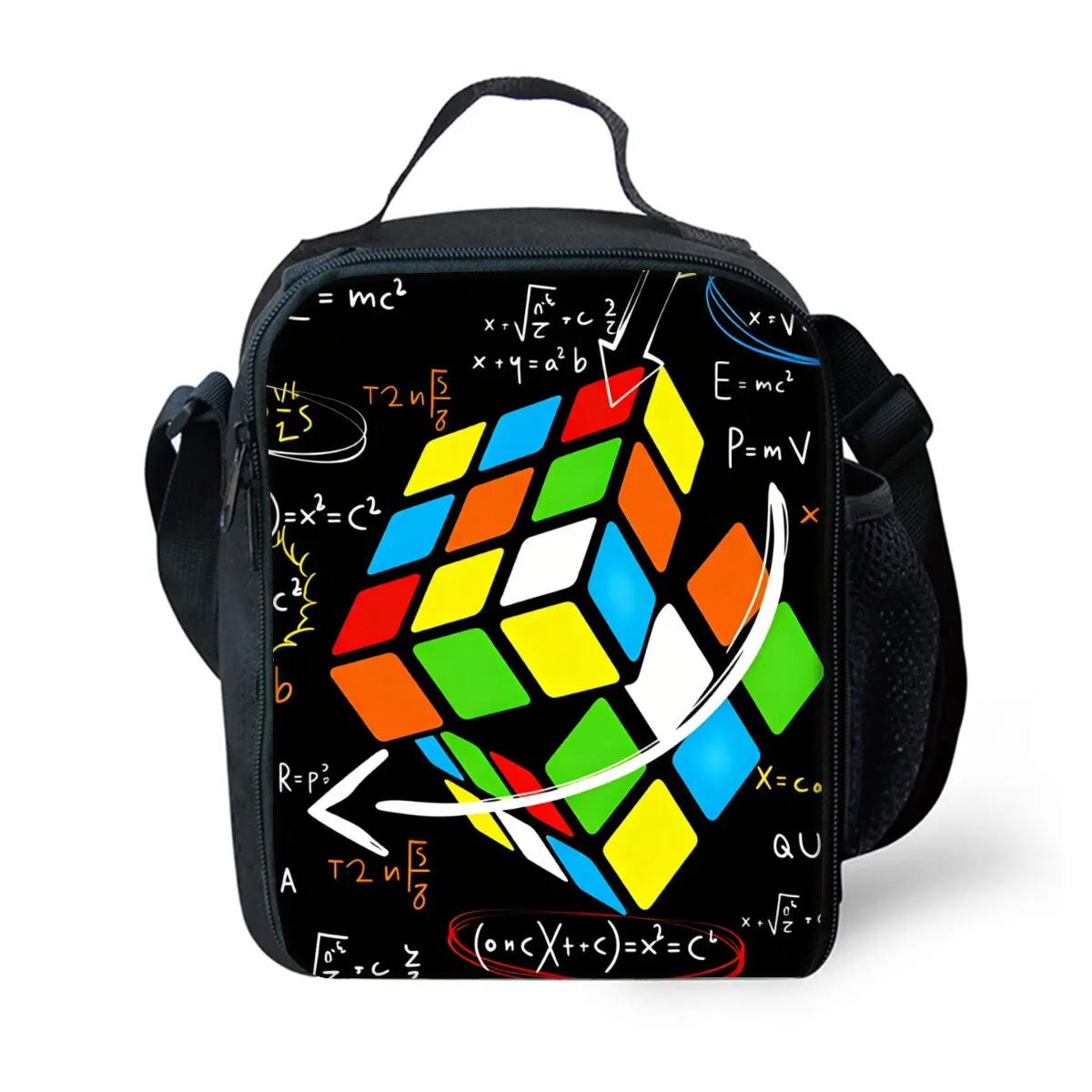 Isolierte Lunch-Taschen mit Schultergurt und 2D-Flach-Cartoon-Motiv für Jungen/Mädchen, Picknick-Lebensmittelkonservierung, Lunchbox-Tasche mit Periodensystem der Elemente