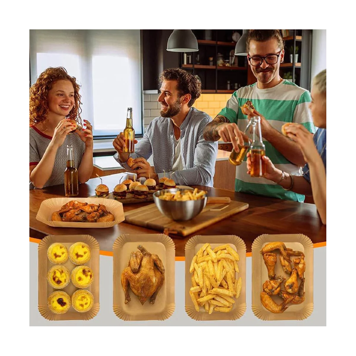 الهواء المقلاة بطانات مستطيل ، الهواء المقلاة بطانات ل النينجا DZ201 ، DZ401 ، الهواء المقلاة الخبز ورقة ل النينجا فودي المزدوج ، 100 قطعة