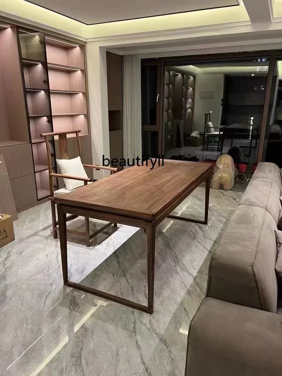Chinese solid wood desk Zen black walnut calligraphy table Old elm study Sinology table Calligraphy and painting desk Household