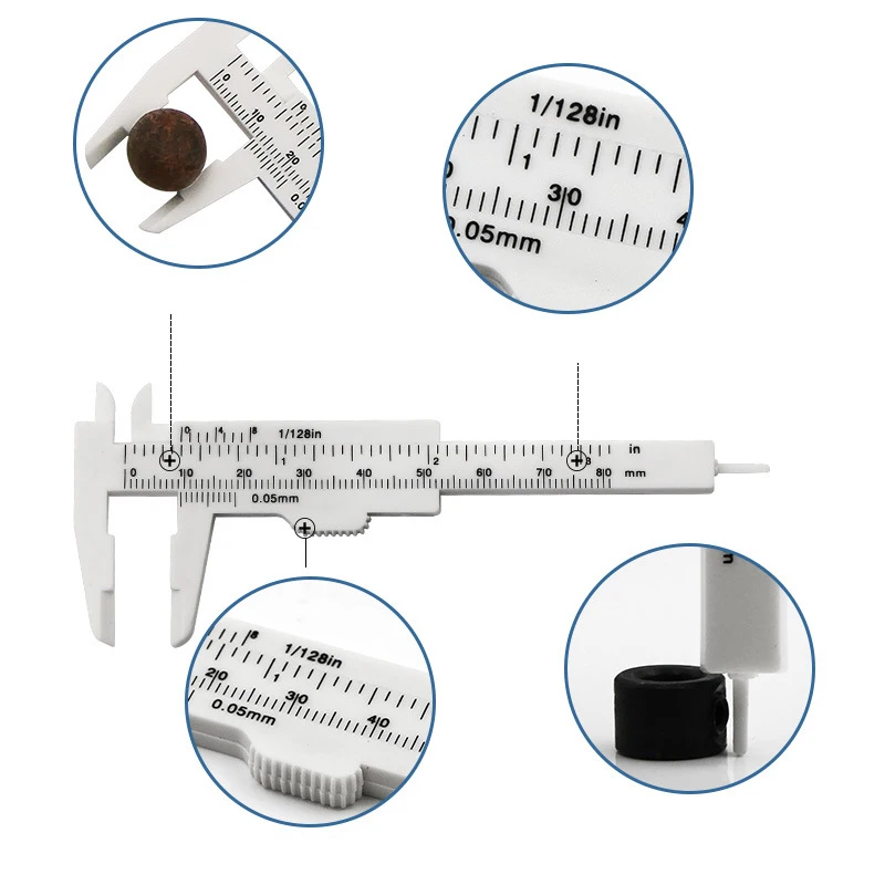 80mm Mini Plastic Sliding Vernier Caliper Gauge Measure Tool Ruler Micrometer