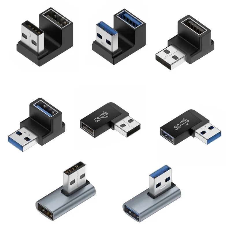 1/2pcs Male to Female 90 Degree Right Angle Extension Adapter USB Upward Elbow Adapter 10Gbps for Laptop PC Connector Converte