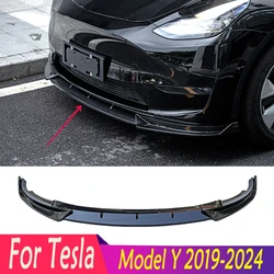 Hot Sale For Tesla Model Y 2019-2024 Carbon Look/Matte Black/Gloss Black ABS Front Bumper Lip Splitter Diffuser Body Kits
