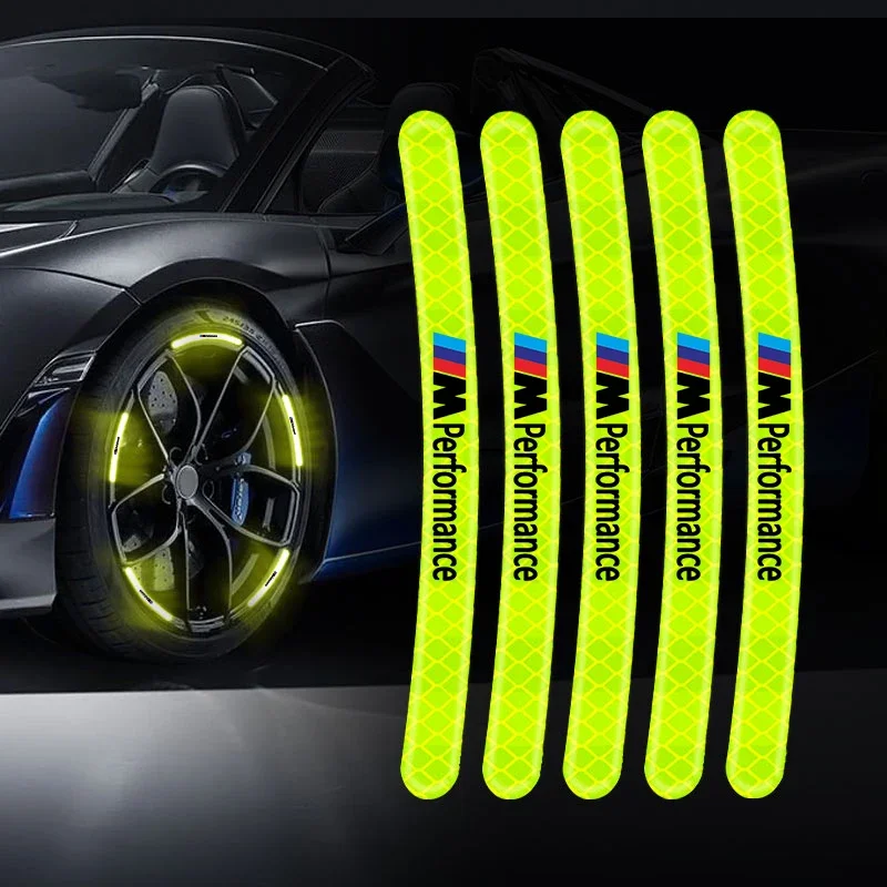 Car Wheel Hub Reflective Stickers Tire Rim Luminous For BMW M M3 M4 M5 X1 X3 X5 X6 X7 F10 F20 F22 F30 G20 G30 Performance