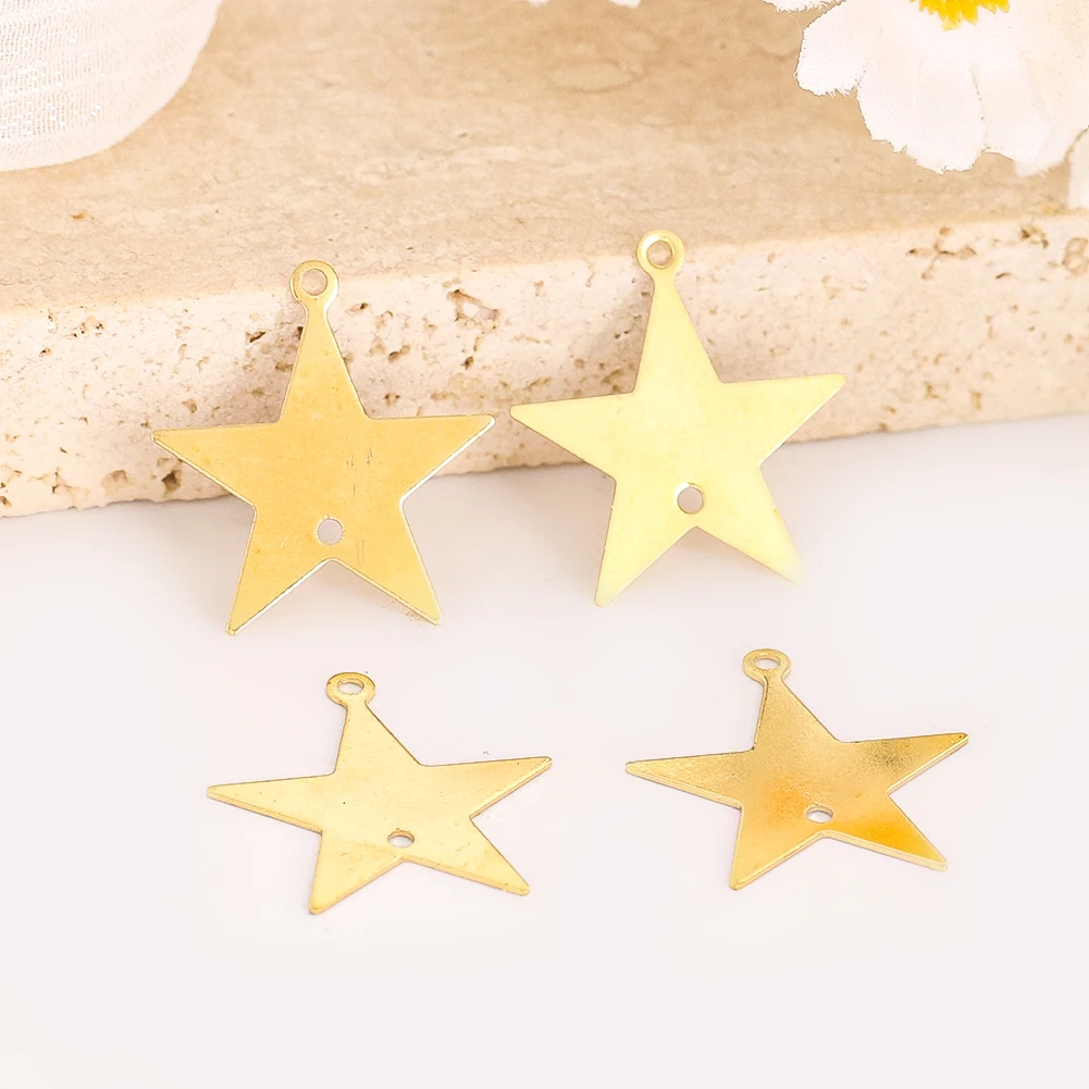 10PCS Brass Star Charms Golden Five-Pointed Metal Pendants for DIY Jewelry Making Holiday Hanging Ornaments Garland Decoration