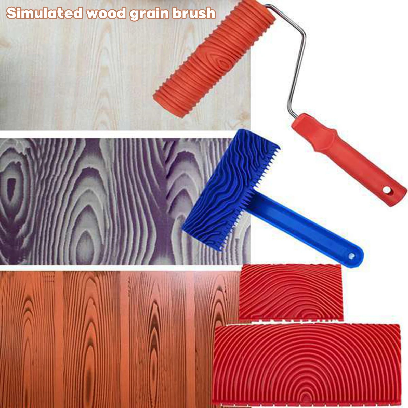 

Wood Graining Painting Tool Plastic Empaistic Wood Texture Grain Tool for Wall Room Art Paint Decor