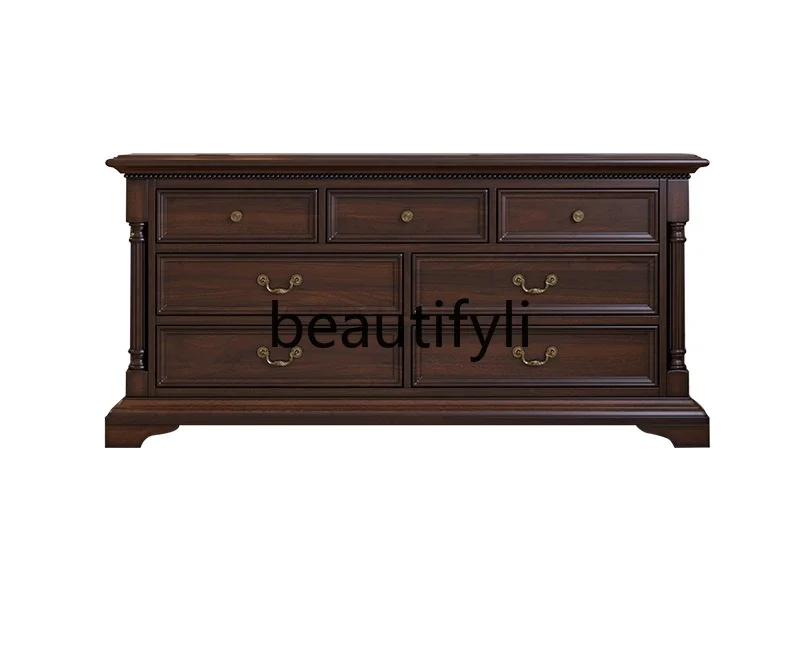 American solid wood classic retro chest of drawers American chest of drawers bedroom storage