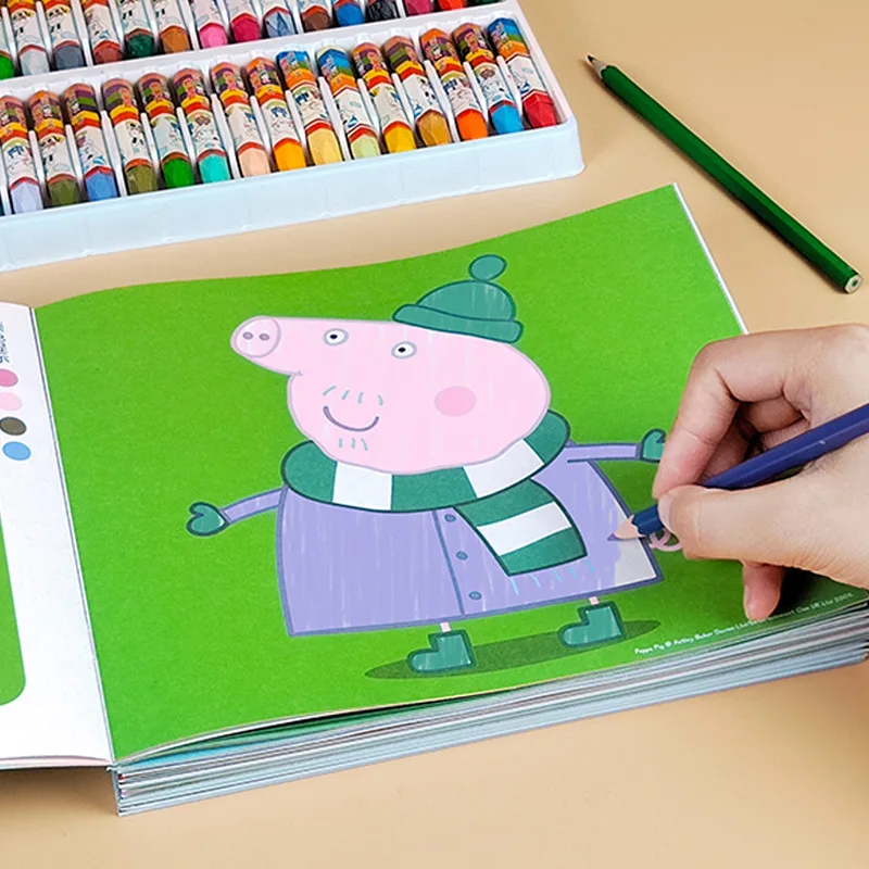 4 قطع من كتاب تلوين Peppa Pig 3-6 كتاب رسم للأطفال في رياض الأطفال التعليم المبكر لعبة تعليمية هدية