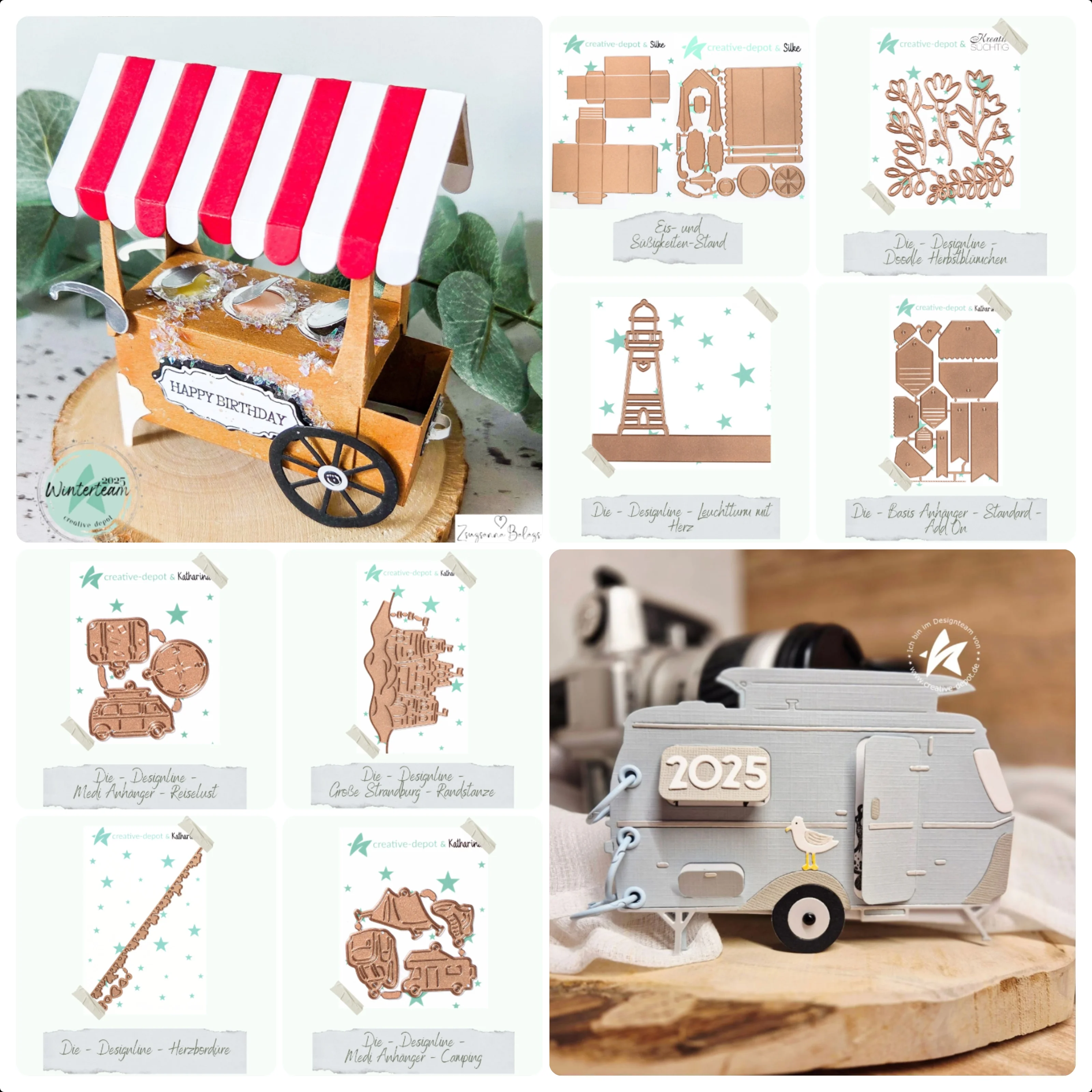 

3D Ice Cream and Candy Stand Mini Caravan Lighthouse Flower Cutting Dies for New 2025 Scrapbooking Card Making Craft Supplies