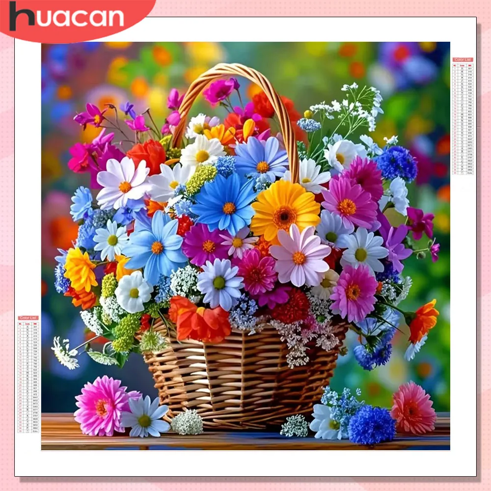 HUACAN 5D Diamant Malerei Gänseblümchen Blume Diy Dekoration Für Zuhause Mosaik Kits Floral Voll Platz Runde Bohrer