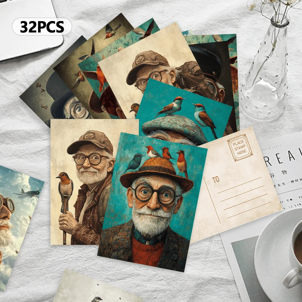 32pcs, vintage cute grandpa, p - Collectible Vintage Greeting Cards ulasan dan harga