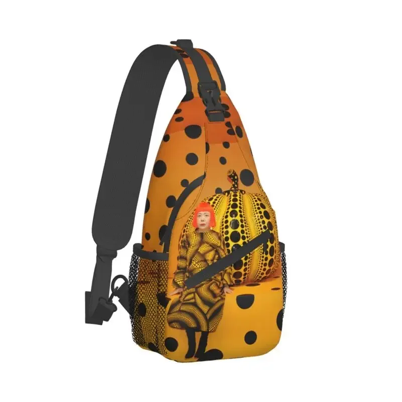 Yayoi Kusama Pumkin Sling Crossbody Chest Bag Men Fashion Abstract Art Shoulder Backpack for Hiking