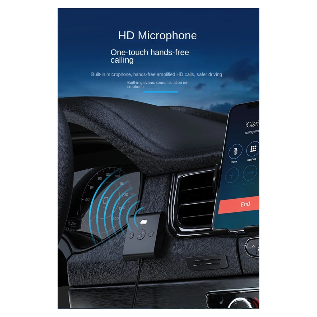 Sust-aBluetooth 5.4 Adattatore per auto AUX con microfono Ricevitore audio wireless stereo USB U-Disk da 3,5 mm Kit per auto Chiamate in vivavoce