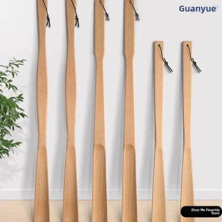 

Long Handle Real Wood Shoe Horn for Home Use Elm Wood High End Sock Aid Elderly And Pregnant Women No Bending Waist to Put on...