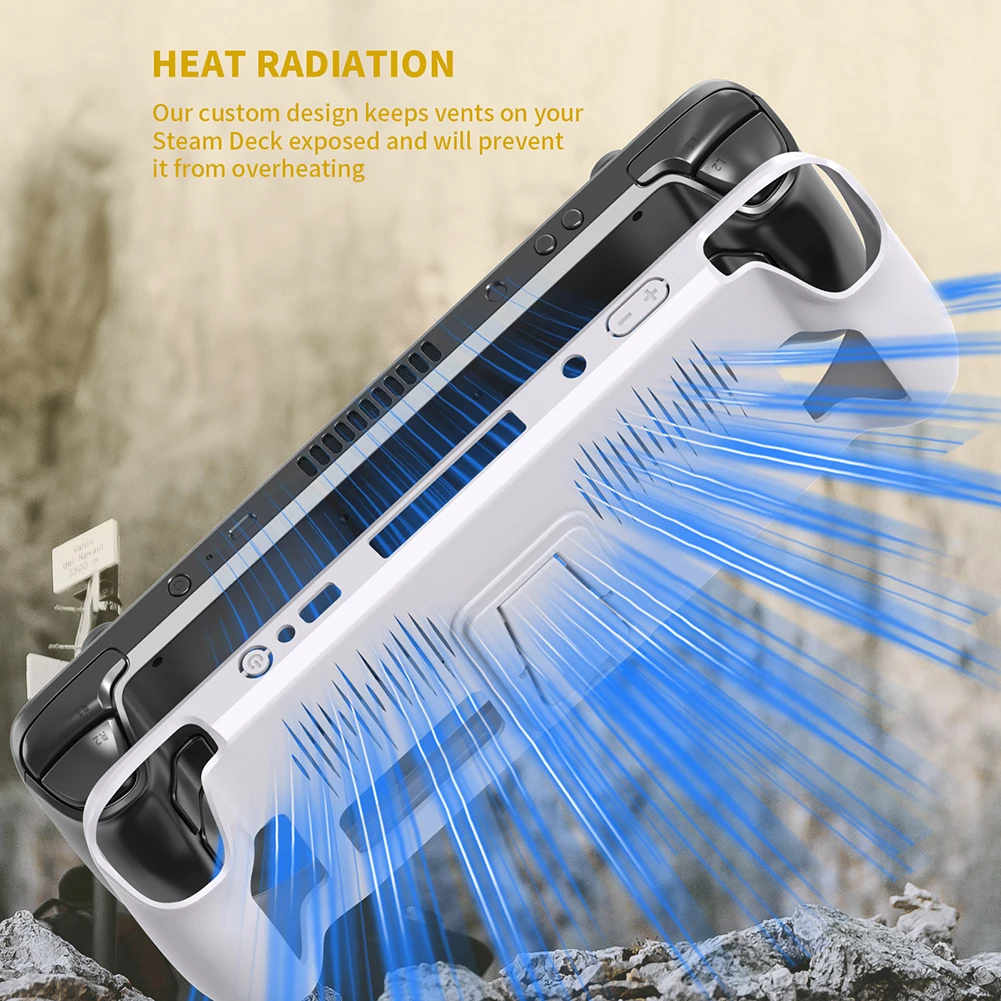 ["Custodia protettiva per console Steam Deck Coperchio anteriore rimovibile con cavalletto Accessori per giochi con guscio protettivo"]