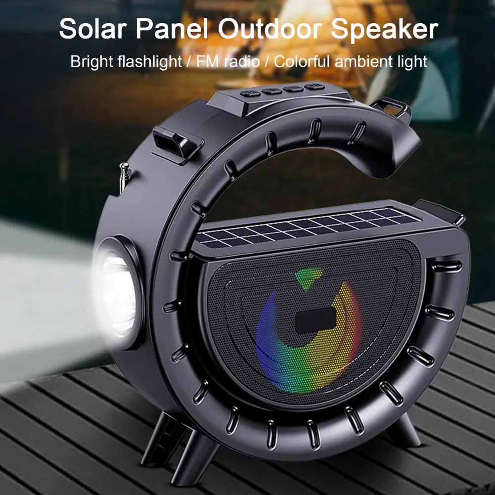 Solar Powered Speaker Outdoor Bluetooth-compatible Speaker Outdoor Bluetooth Speaker with Solar Charging Fm Radio for Camping