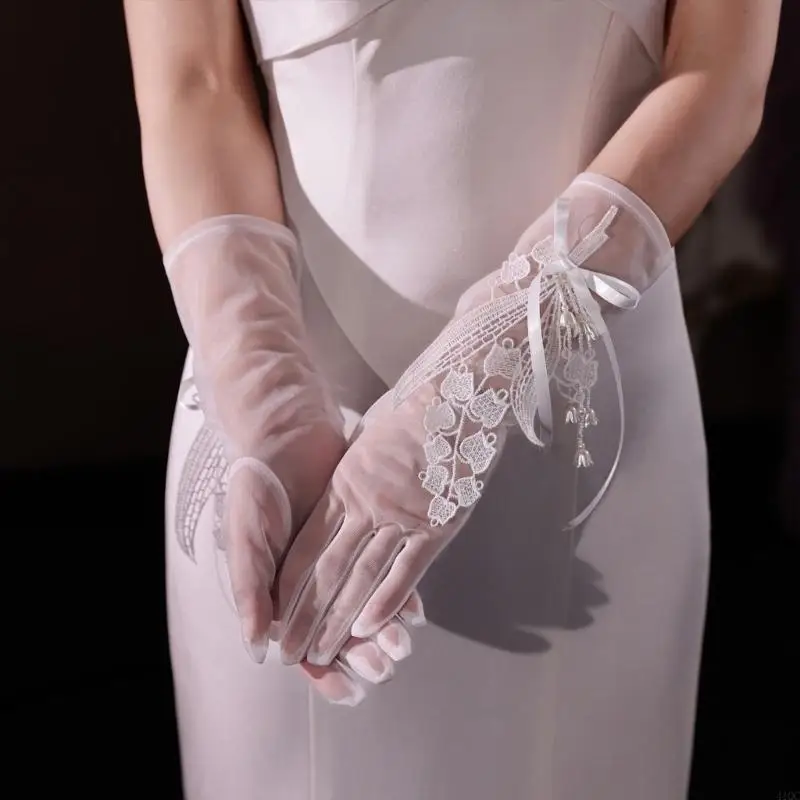 2025 قفازات زفاف جديدة 1920s زهرة قفازات فرنسية لعروض الأوبرا للنساء والفتيات #5