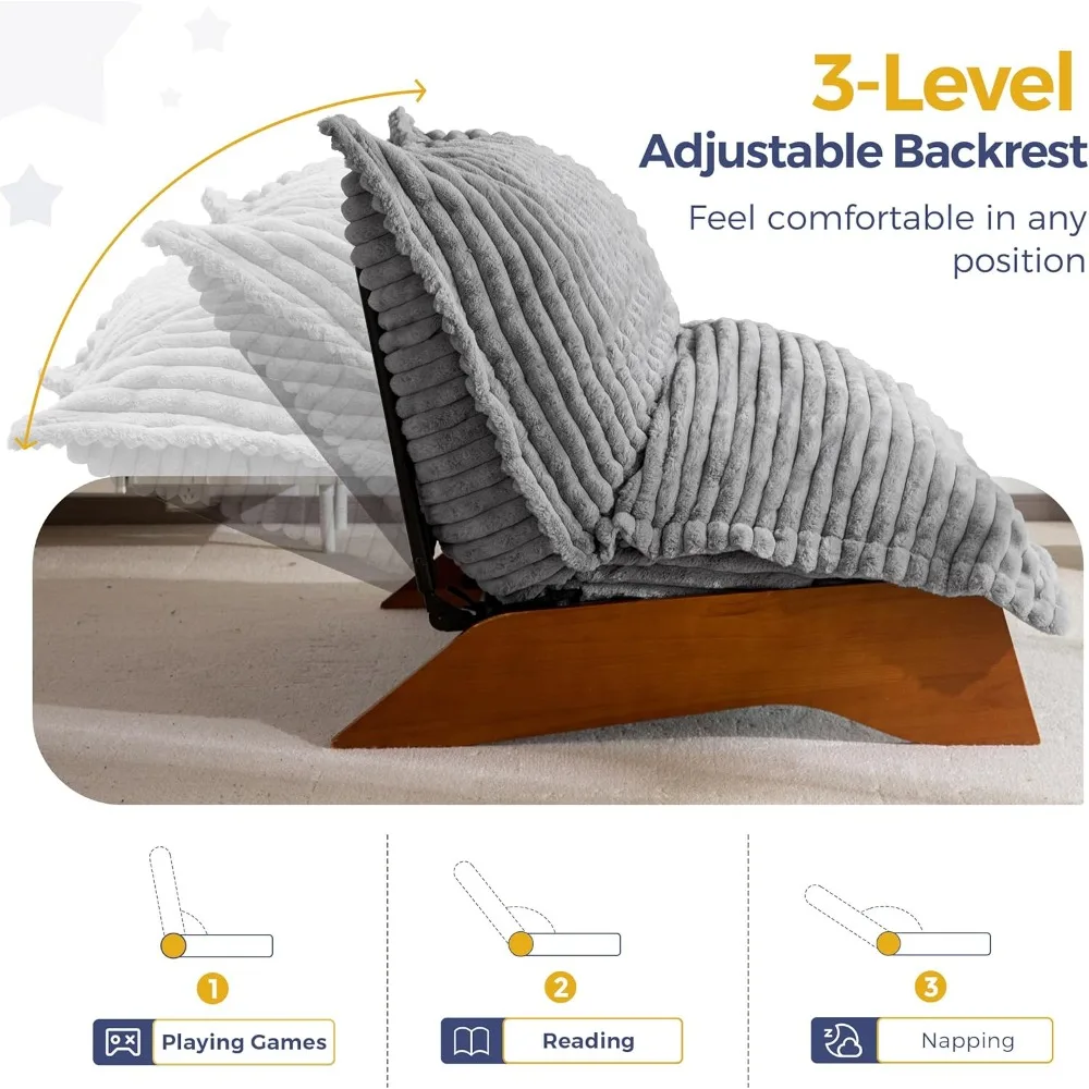 كرسي غرفة المعيشة القابل للتعديل من MAXYOYO، كرسي بين باج ذو 3 أوضاع مع غطاء قابل للإزالة، كرسي منجد بإطار، ناعم #3
