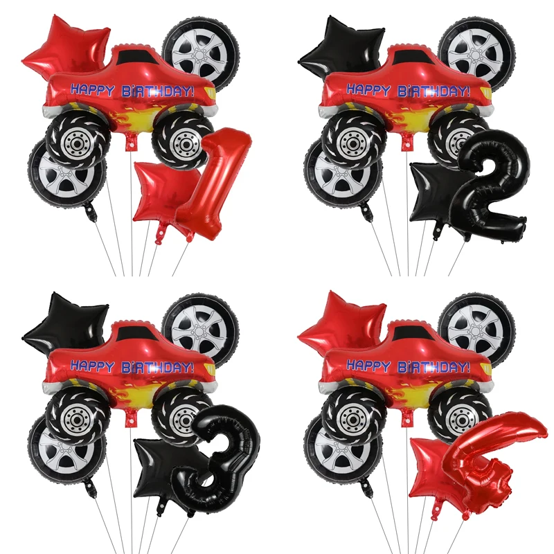6 stücke Große Monster Lkw Ballon Auto Themen Geburtstag Folie Ballons Muldenkipper Helium Ballon Junge Geburtstag Party Decor Liefert