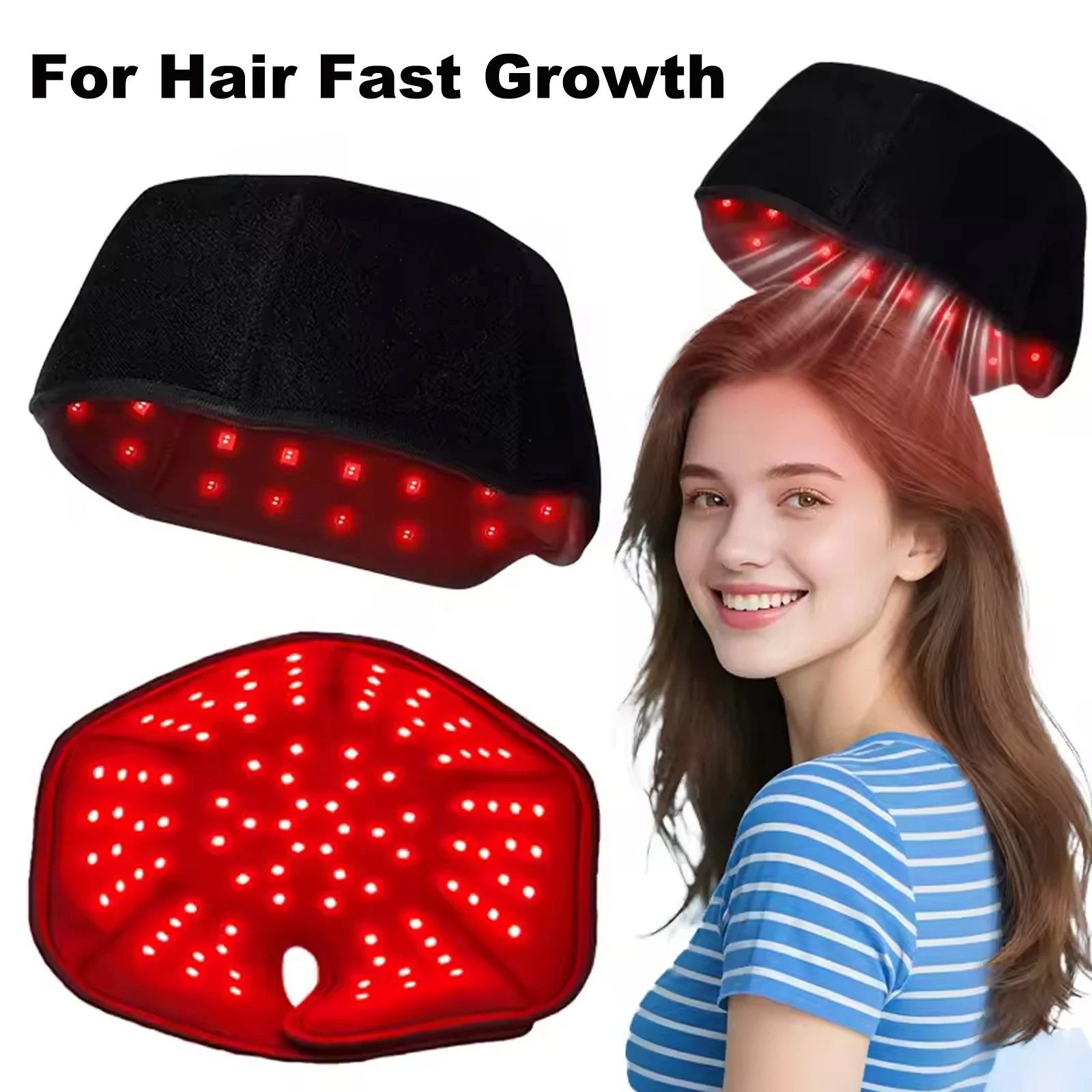 Red Light Hats for Hair Regrowth Infrared Light Cap Thinning Anti Hair Loss Anxiety Stress Reduce Migraine Scalp Relax Massager
