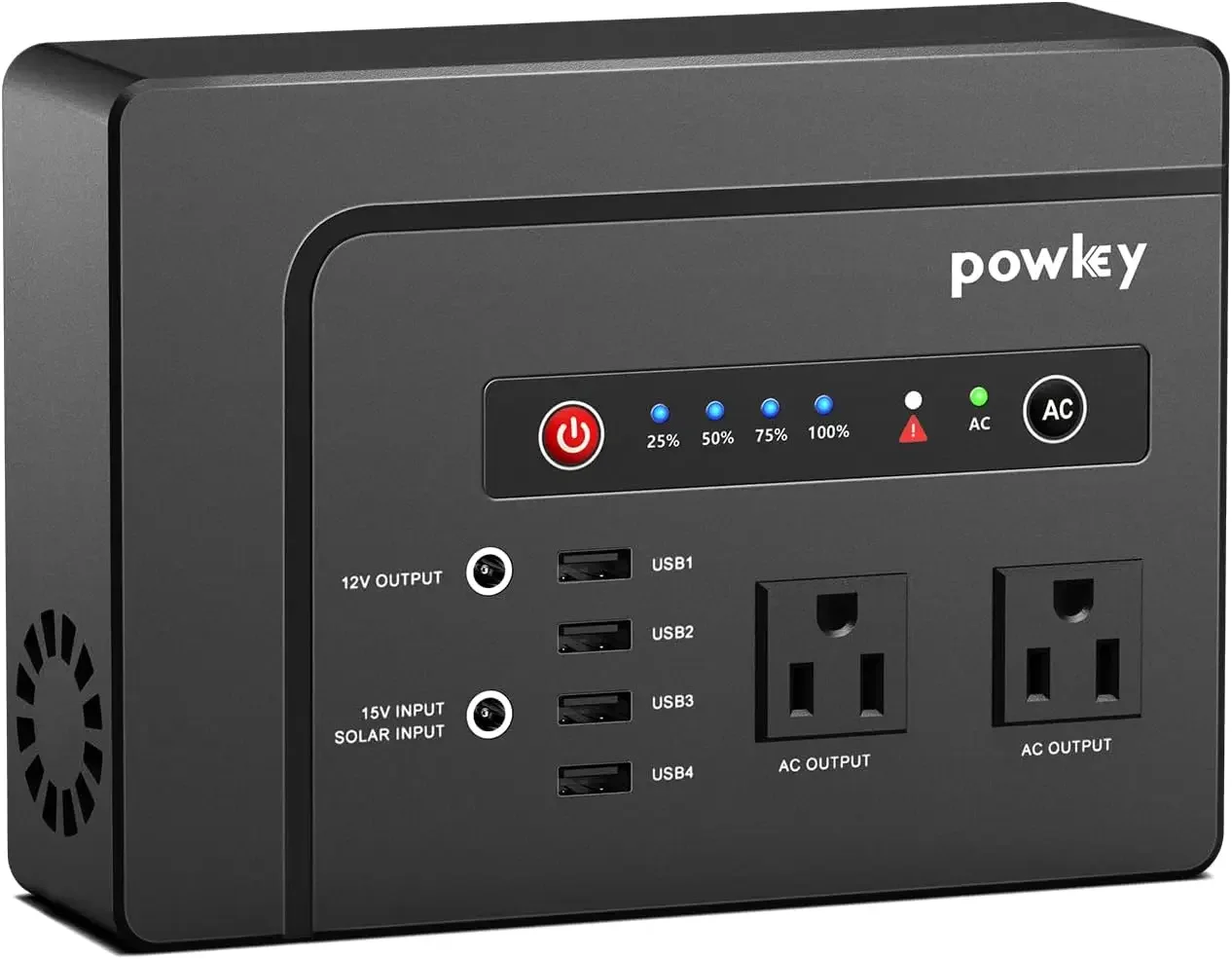 

Powkey Portable Power Station 200W, 146Wh Portable Solar Generator Battery Pack with 2 Pure Sine Wave AC Outlets/4 USB A/1 DC