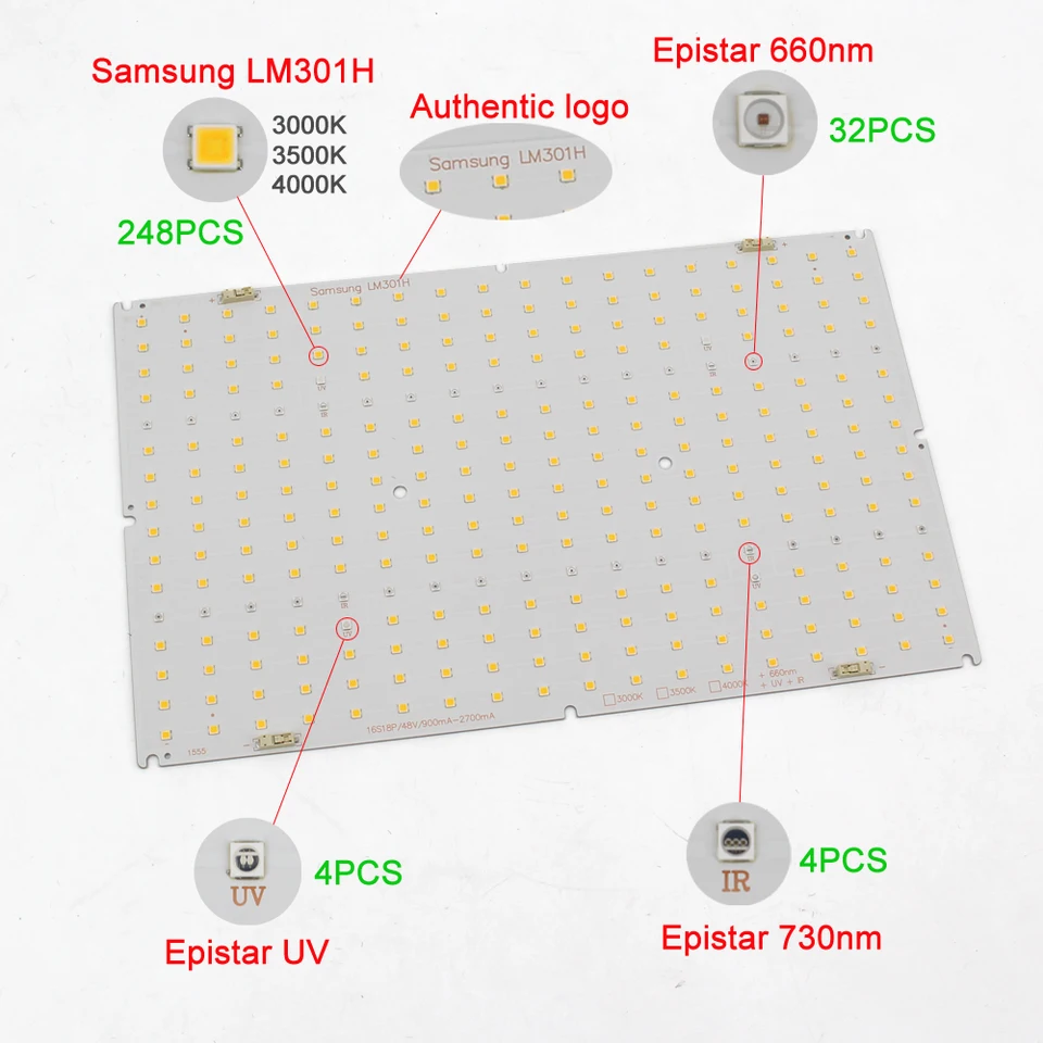 2024Full Spectrum Samsung LM301H Dimmable 240W LED Grow Light