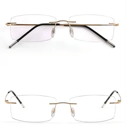 Anti Blue Light Titanium Rimless Myopia Glasses Super Elastic Women Men Prescription Eyeglasses Finished Myopia Folding Hinges
