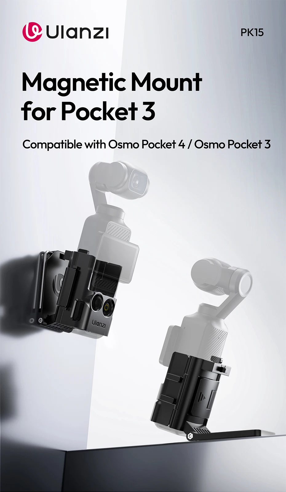 Ulanzi PK15 Pocket 3, magnetische Halterung, Schnellkarte, Kaltschuhhalterung für Action-Kamera, Fitnessstudio, Geländer, Kühlschrank, Autohauben, Schüsse – Detail 1