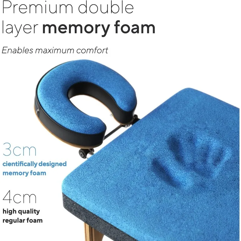 Luxton Premium Memory Foam Massage Table - Rolling Travel Case, Washable Sheets, Thicker & Wider