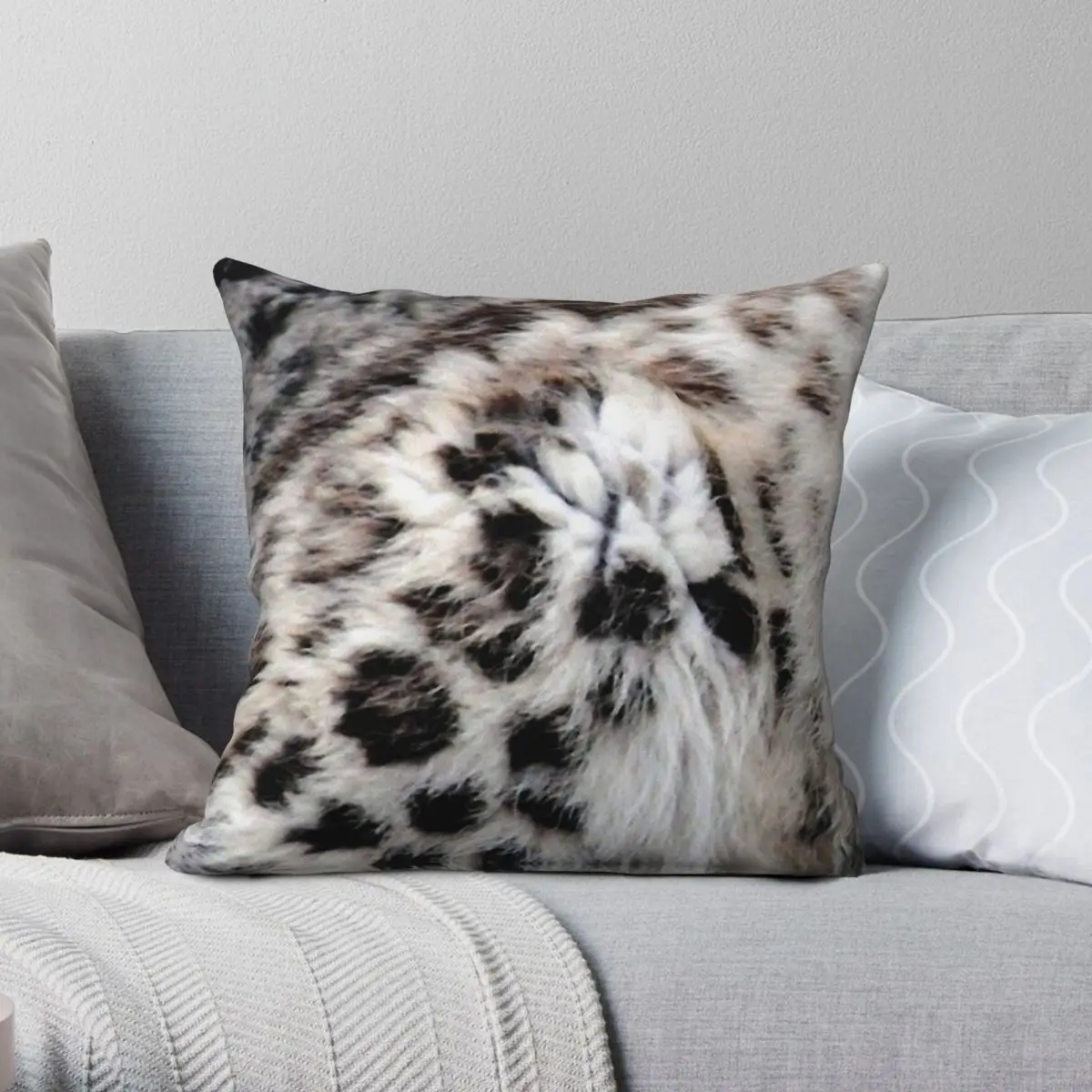 

Snow Leopard Abstract Square Pillowcase Polyester Linen Velvet Creative Zip Decor Home Cushion Cover 45x45