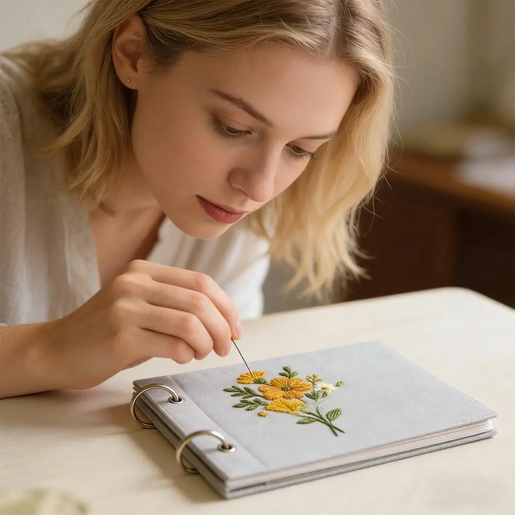 Embroidery Learning Kit Embroidery Kit for Beginners with Flower Patterns Hand Embroidery Set with Multiple for Stitch