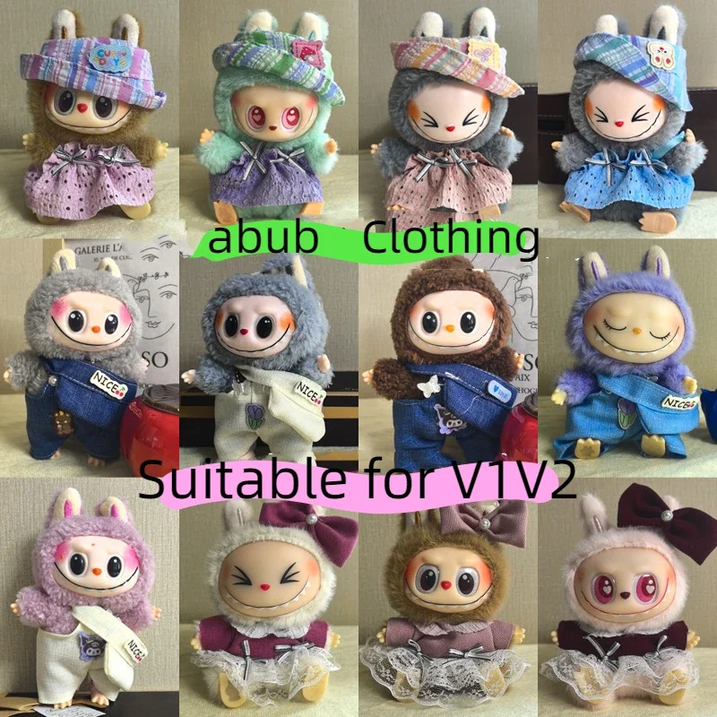 Mini Ropa para muñecas, accesorios para Ropa Labubu de 15-17cm y Falda con lazo de muñeca de algodón de 10cm, Ropa