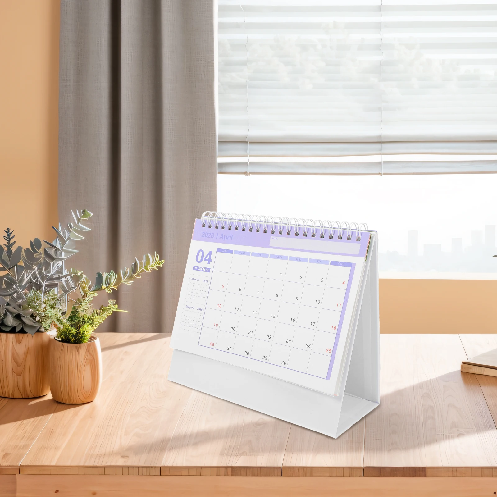 Calendario de escritorio 2026, compacto, rosa, pequeño, con tapa de pie para planificación diaria, organizador de programación, decoración de mesa para el hogar y la Oficina