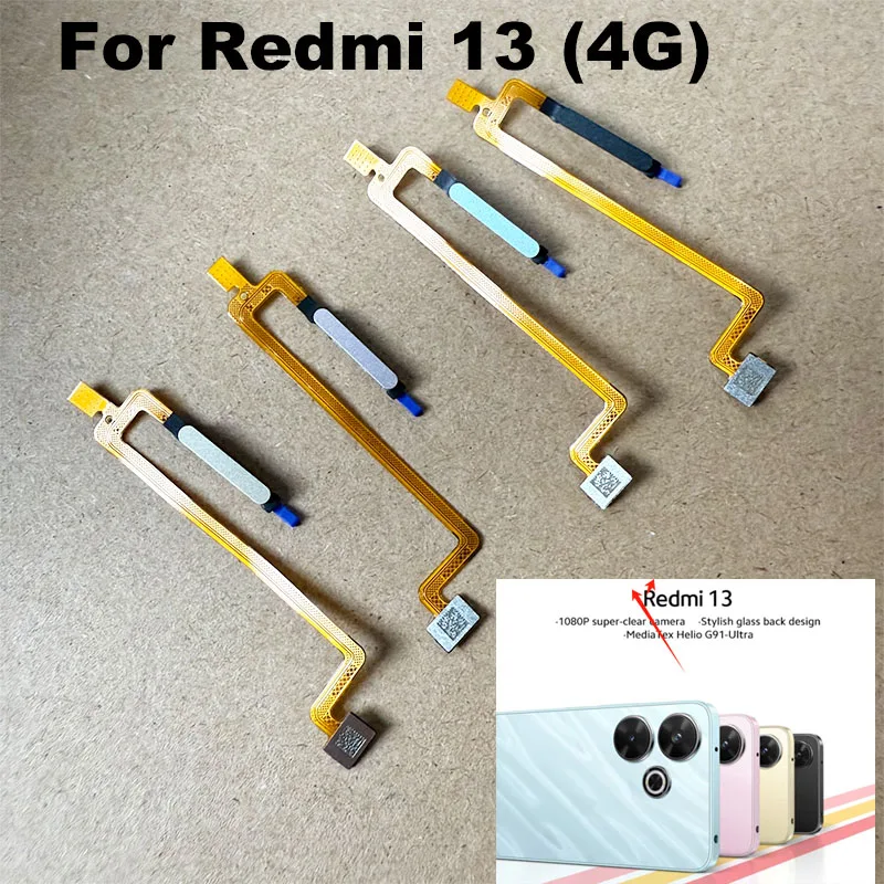 

Замена для Xiaomi Redmi 13, датчик отпечатков пальцев, домашняя задняя боковая кнопка питания, сенсорный ID, сканер пальцев, гибкий кабель