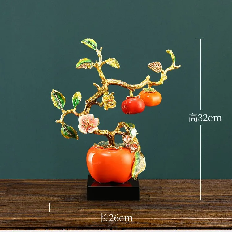 HYS enamel persimmon Ruyi ornament ornament for housewarming, the joy of moving, a full set of gifts and gifts
