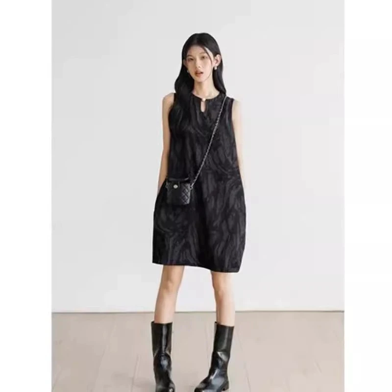 

plus Size Women's Summer Vest Dress Loose Age-Defying Mid-Length Sleeveless A-Line Skirt High Waist Commute Style Korean Version