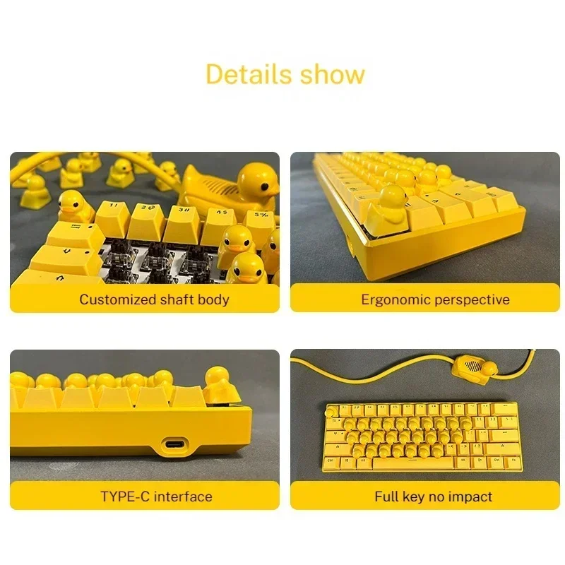 Duck Wired Mechanical Keyboard Custom Keyboard Creative Usb Computer Peripherals Cartoon Duck Voice Birthday Gift Yellow Duck