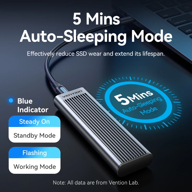Vention M2 SSD Case M.2 NVMe SATA SSD Enclosure Adapter 10Gbps USB 3.1 Gen2 USB C External Enclosure Supports M and B&M Keys