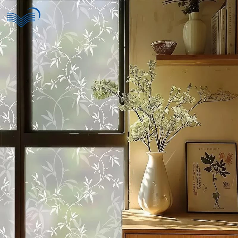 New Chinese Vintage Floral Static Cling Window Decal Elegant Plai Frosted Light Translucent Anti-peep Glass Door Sticker