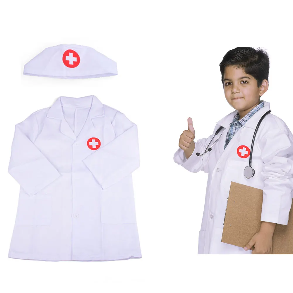 Crianças doutor role play traje vestir-se conjunto médico laboratório casaco kit médico cosplay para a criança esfregar ferramentas médicas adicionais