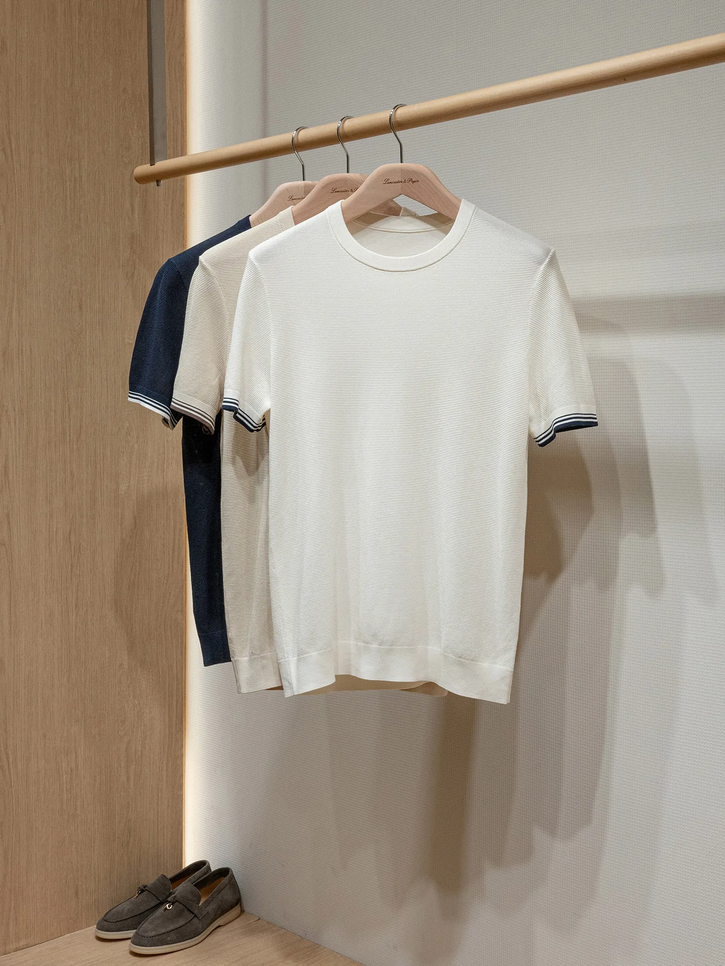 Classic high-end mulberry silk cotton blend breathable and comfortable men's crew neck knitted short-sleeved T-shirt