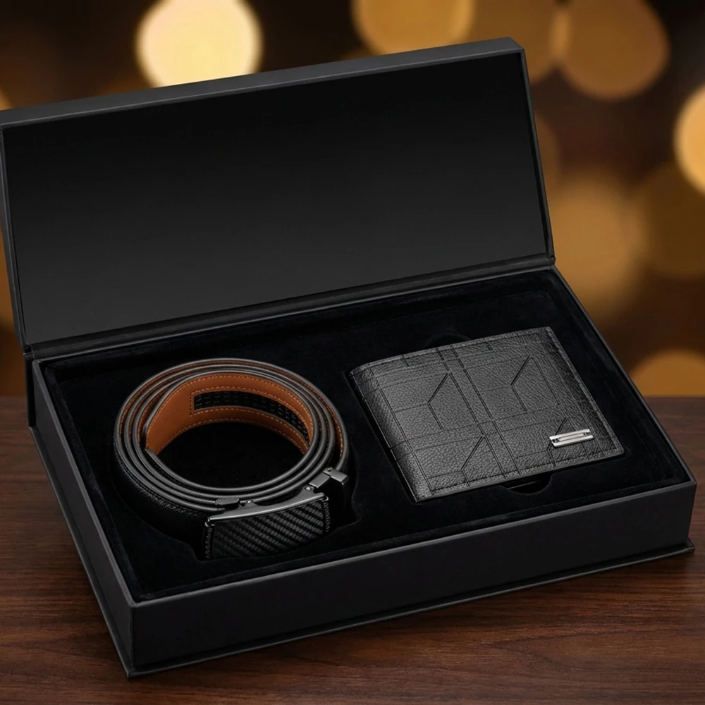 2PCS High Quality Men's Retro Belt Wallet Set Fashion Men's Business Suit Trousers Belt Birthday Gift For Father And Boyfriend