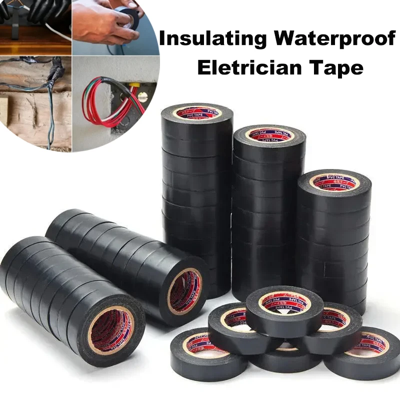 

10 Rolls Flame Retardant Electrical Insulation Tape Electrician Wire High Voltage PVC Waterproof Self-adhesive Electrical Tape
